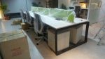 4 Person Office Workstation Table in Bangladesh – Smart Furniture with Metal Frame, Melamine Top & Glass Divider - Image 2