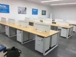 4 Person Office Workstation Table in Bangladesh – Smart Furniture with Metal Frame, Melamine Top & Glass Divider - Image 4